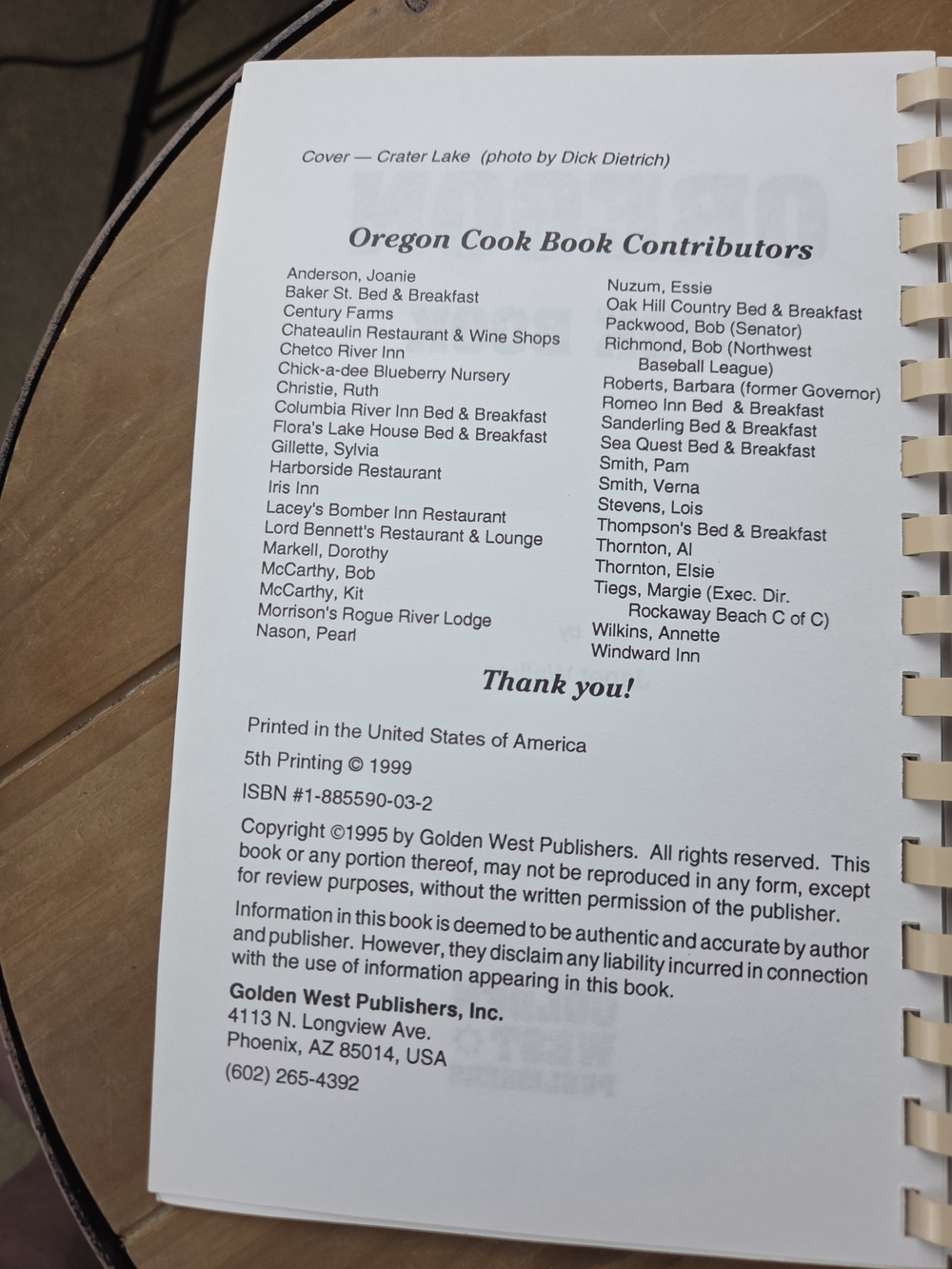 Oregon Cook Book - Blue Scenic Cover - Picture 4 of 10